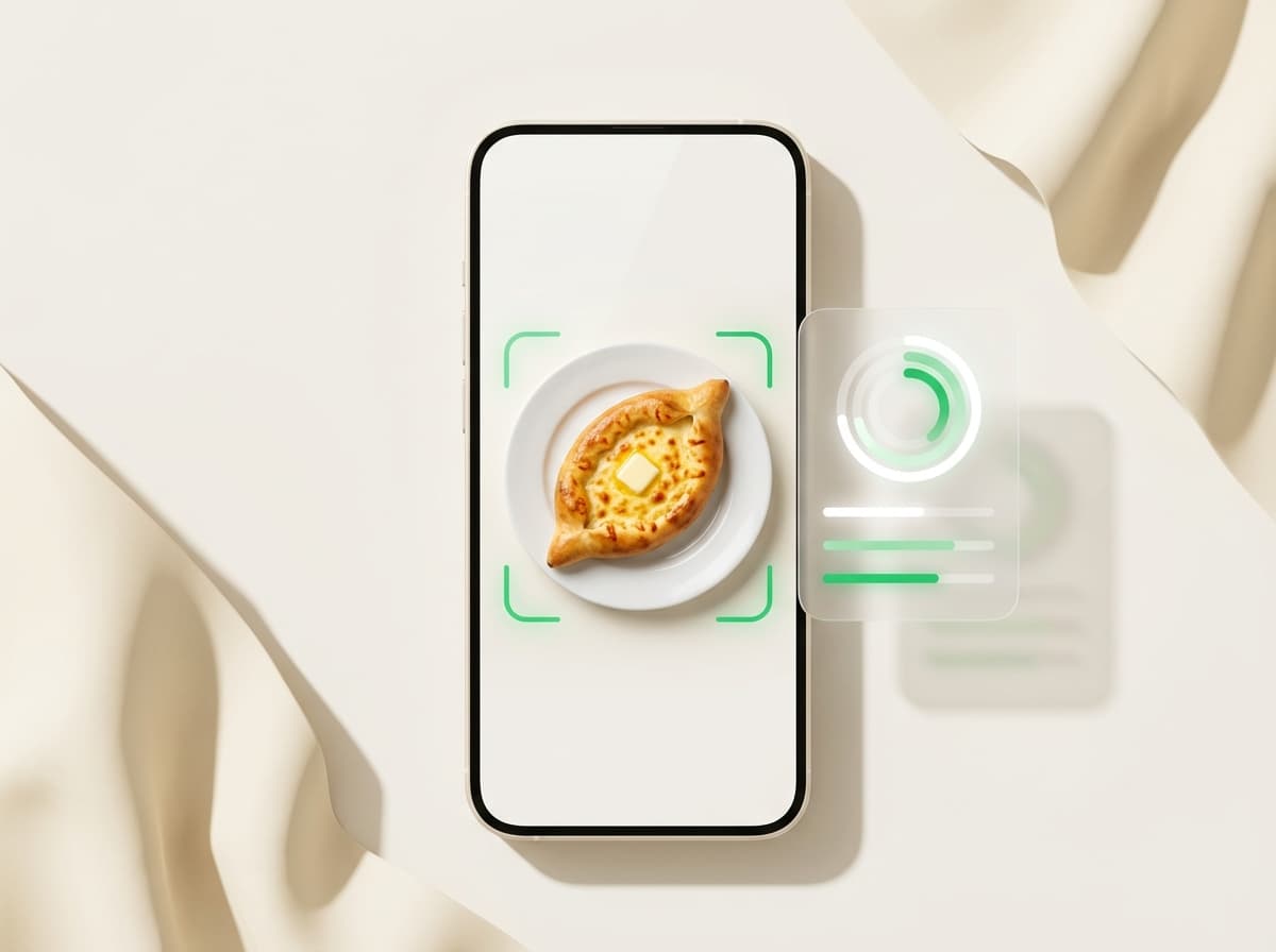 Хачапури — фото блюда и интерфейс приложения с КБЖУ