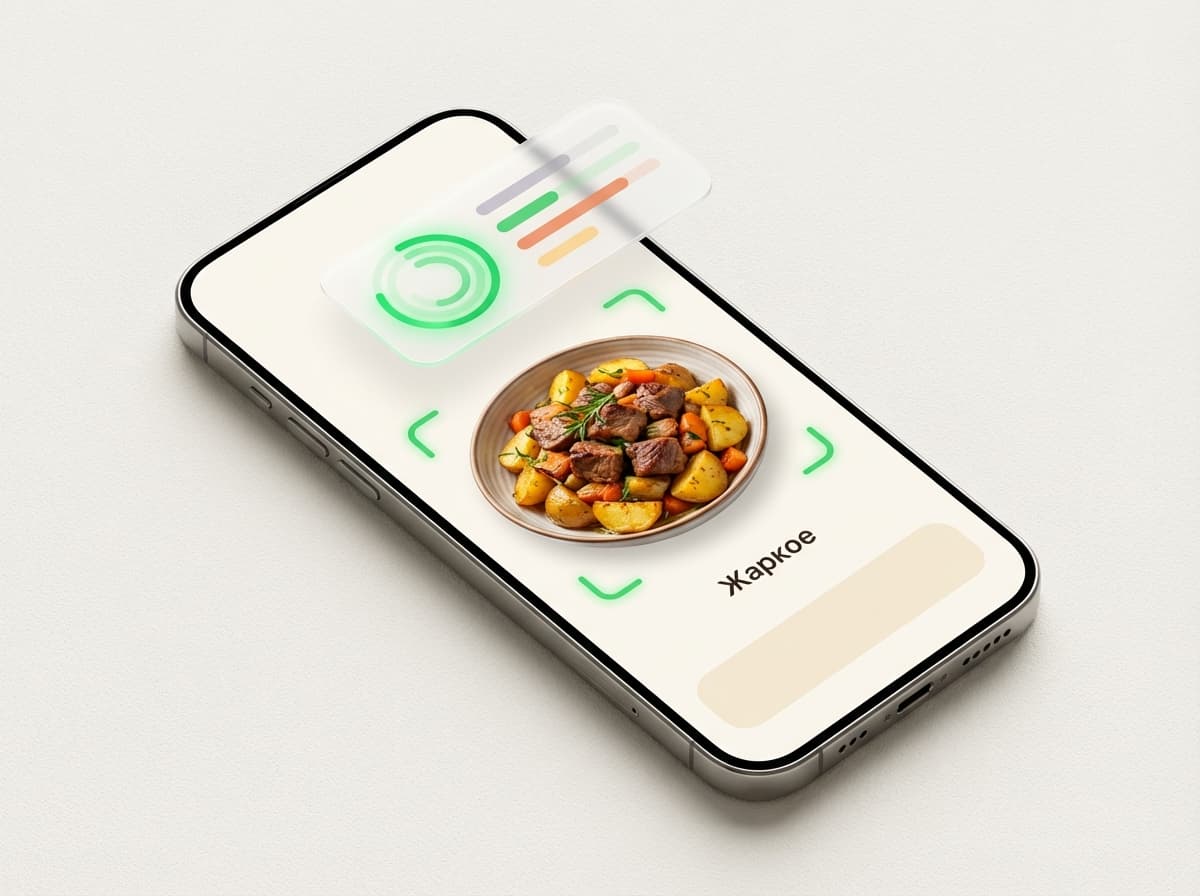 Жаркое — фото блюда и интерфейс приложения с КБЖУ