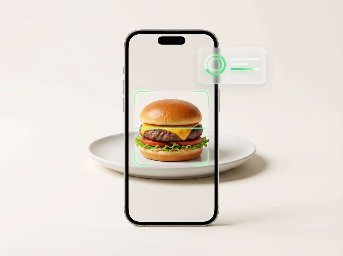 Чизбургер — иллюстрация и интерфейс приложения с КБЖУ